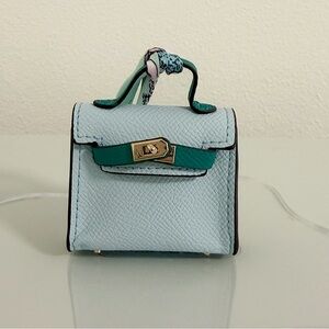 Baby Blue Emerald Green Mini Top Handle Bag Charm